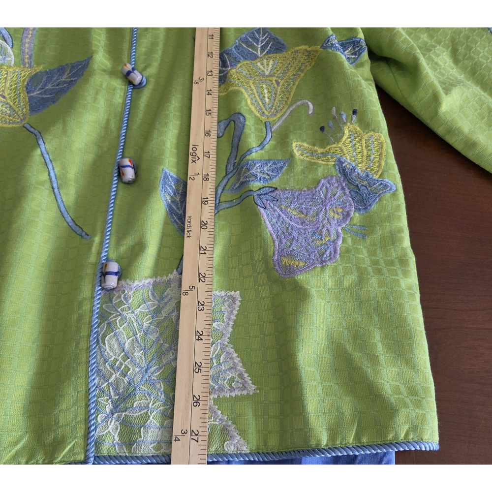 NWT Indigo Moon Jacket Womens XL Floral Embroidered Green Art-to-Wear Buttons - Picture 10 of 14